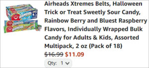 Checkout page of Airheads Xtremes Candy 18 Count