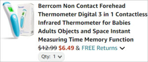 Checkout page of Berrcom Non Contact Forehead Thermometer