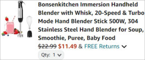 Checkout page of Bonsenkitchen Immersion 2 In 1 Handheld Blender