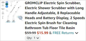 Checkout page of Gromclip Electric Spin Scrubber