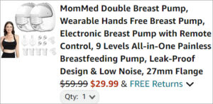 Checkout page of MomMed Double Breast Pump