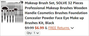 Checkout page of Solve 32 Piece Professional Makeup Brush Set