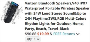 Checkout page of Vanzon Bluetooth Portable Wireless Speaker