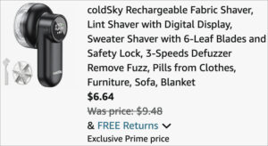 Checkout page of coldSky Fabric and Lint Shaver