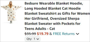 Checkut page of Bedsure Wearable Blanket Hoodie