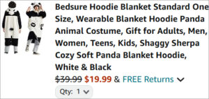 Chekout page of Bedsure Panda Hoodie Blanket