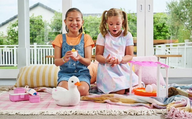 Children Playing with Pets Alive Mama Duck Surprise