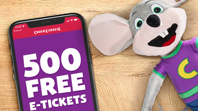 Chuck E Cheese 500 FREE e Tickets