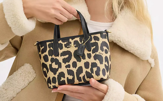 Coach Mini Tote Bag With Leopard Print