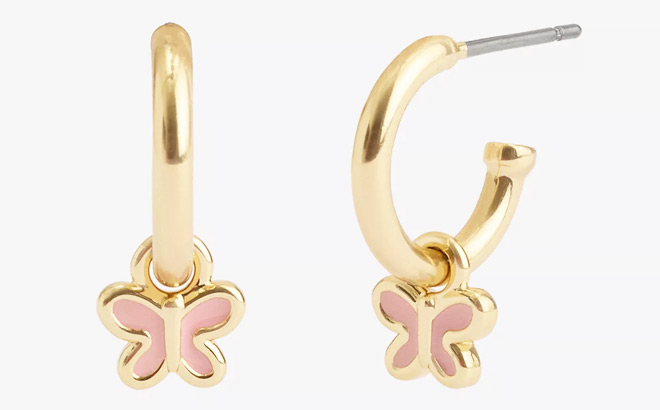 Coach Outlet Butterfly Charm Huggie Earrings