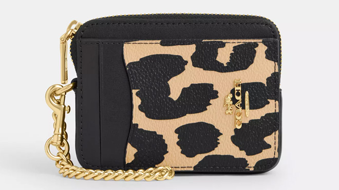 Coach Outlet Zip Card Case With Leopard Print