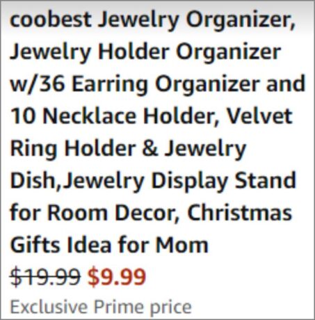 Coobest Jewelry Organizer checkout page