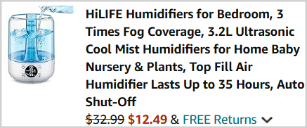 Cool Mist Humidifier Checkout