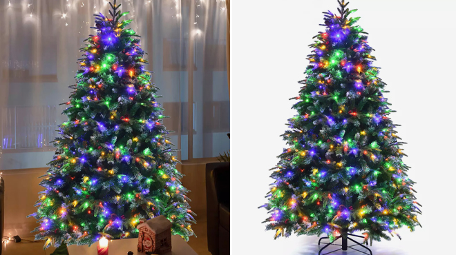 Costway 6 Ft Pre Lit Snowy Christmas Tree