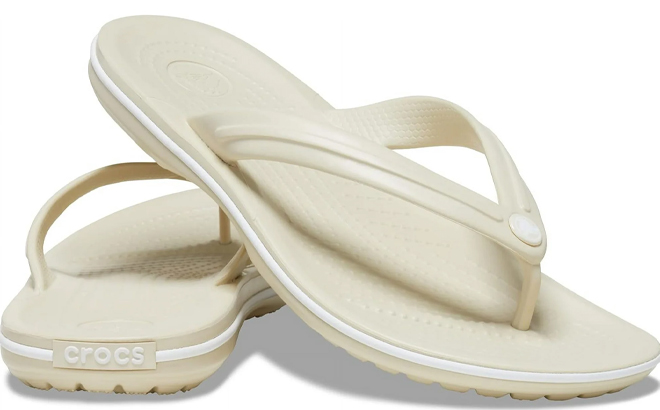 Crocs Unisex Crocband Flip Thong Sandal in White