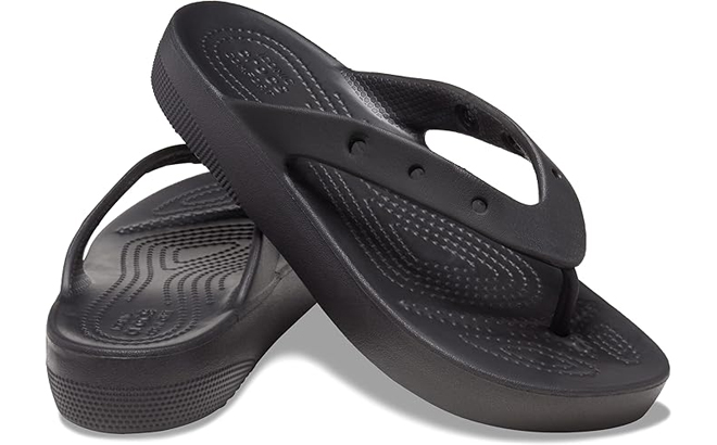 Crocs Womens Platform Flip Flop Sandal in Black