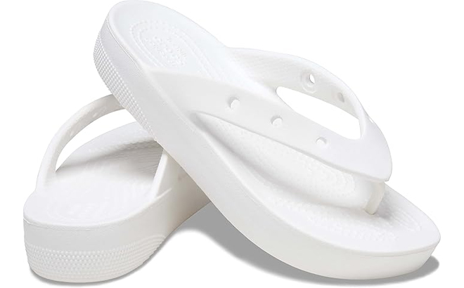 Crocs Womens Platform Flip Flop Sandals in White