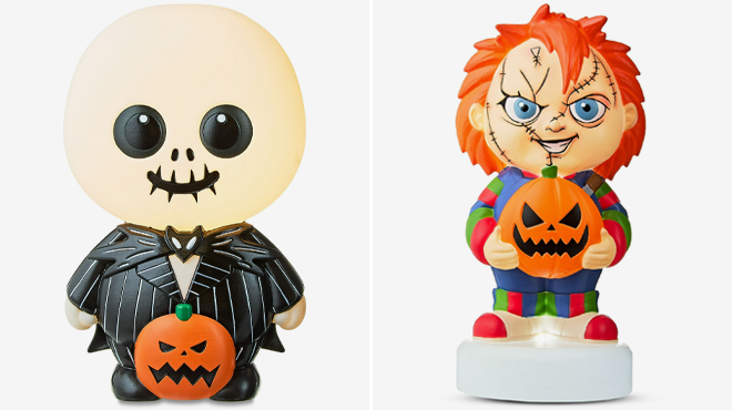 Disney 13 39 Inch Jack Skellington with Pumpkin Blow Mold and Universal 12 20 Inch Chucky Childs Play Mini Blow Mold