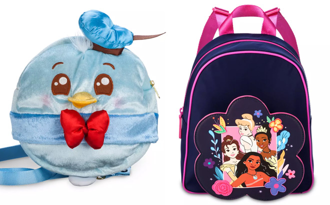 Disney Donald Duck Munchlings Plush Crossbody Bag and Disney Princess Backpack