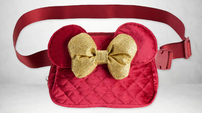 Disney Minnie Mouse Quilted Bow Detailed Velvet Waist Pack