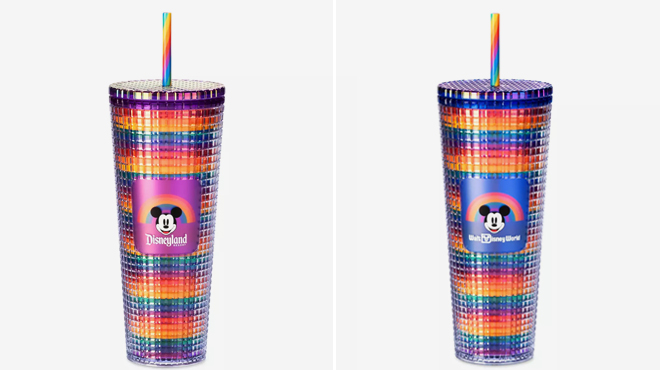 Disney Pride Collection Disneyland Starbucks Tumbler with Straw and Disney Pride Collection Walt Disney World Starbucks Tumbler with Straw