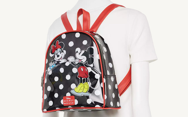 Disneys Mickey and Minnie Mouse Clear Polka Dot Mini Backpack