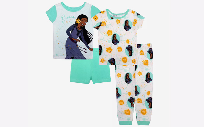 Disneys Wish Asha Star Toddler Girl 4 Piece Pajama Set