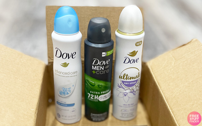 Dove Deodorant Dry Sprays in a Box