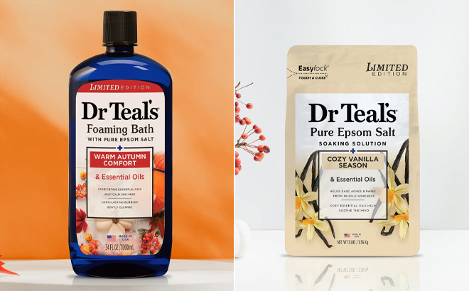 Dr Teals Warm Autumn Comfort Foaming Bath and Dr Teals Epsom Salt Magnesium Soak