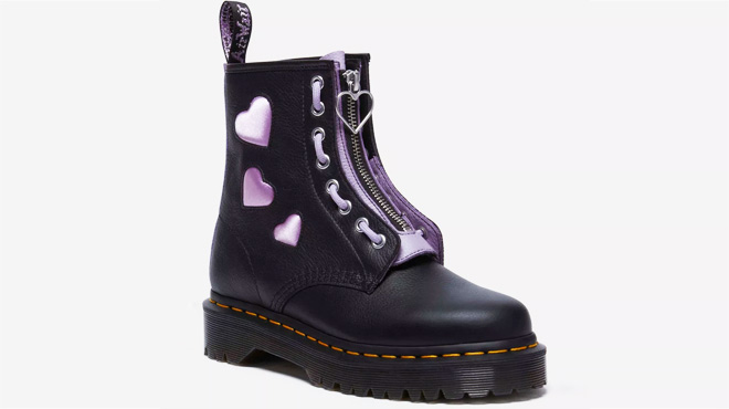 Dr Martens Zip Heart Virgina Satin Lux Lace Up Boots