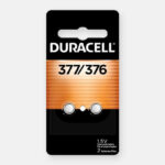 Duracell Silver Oxide Button Battery on a Gray Background