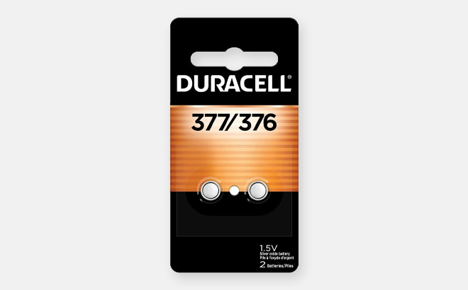 Duracell Silver Oxide Button Battery on a Gray Background