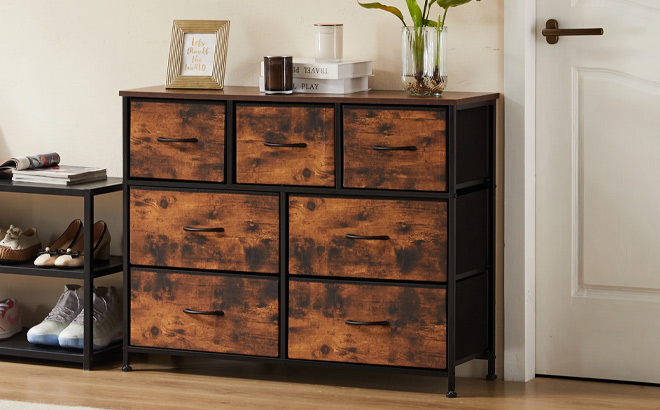 EDX 7 Drawer Dresser in Rustic Brown Color