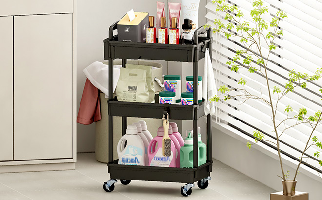 EaseSky 3 Tier Rolling Utility Cart with Drawer