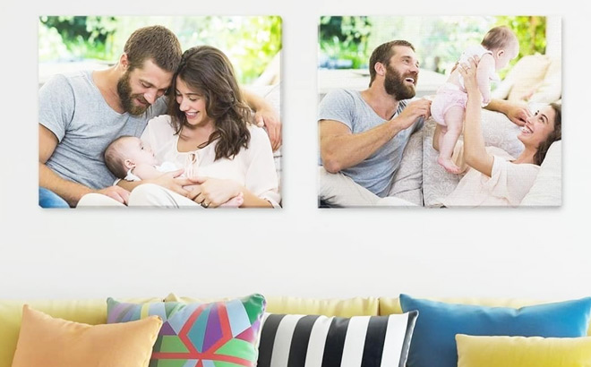 Family Canvas Prints on the Wall Above the Couch