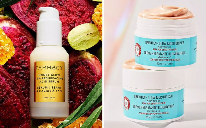 Farmacy Honey Glow Acid Serum and First Aid Beauty Brighten Glow Moisturizer