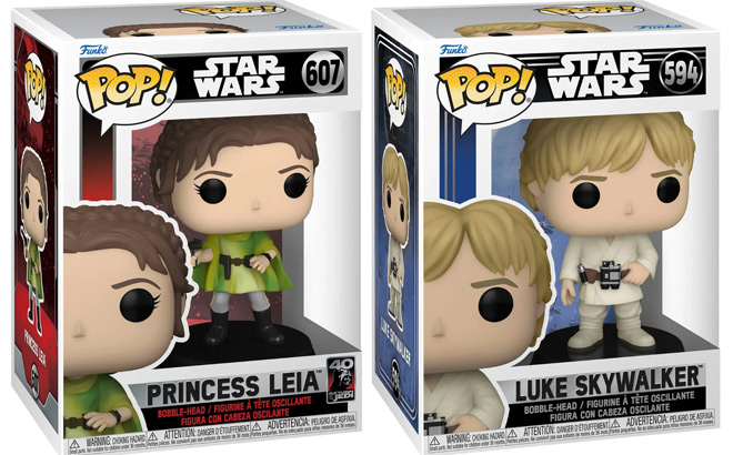 Funko Pop Princess Leia and Luke Skywalker Figures