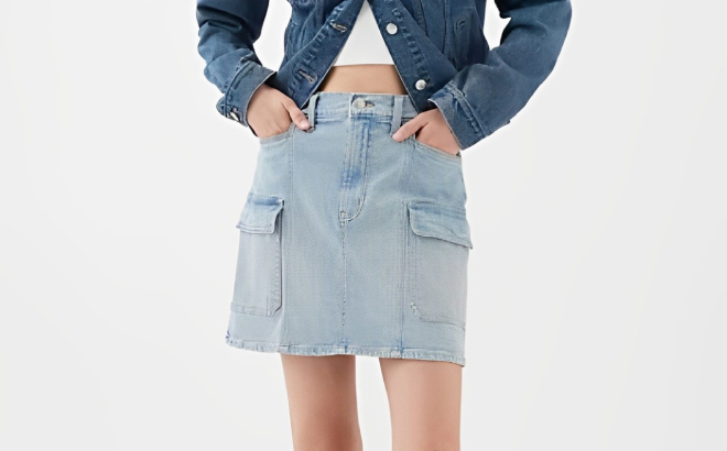 GAP Factory Denim Cargo Mini Skirt 1