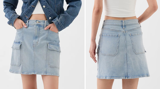 GAP Factory Denim Cargo Mini Skirt