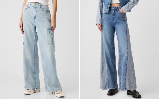 GAP Factory High Rise Wide Leg Cargo Jeans