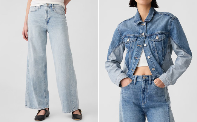 GAP Factory High Rise Wide Leg Jeans and Jacket