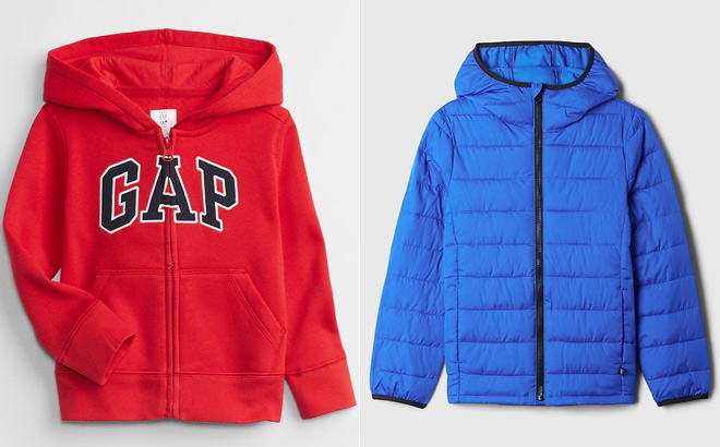 GAP Factory Logo Zip Hoodie in Red