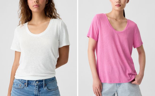 GAP Factory Relaxed Linen Blend Scoopneck T Shirt