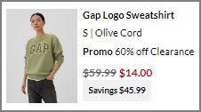 GAP Factory Womens Logo Sweatshirt checkout page