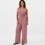 GAP Factory Womens Smocked Wide Leg V Neck Jumpsuit