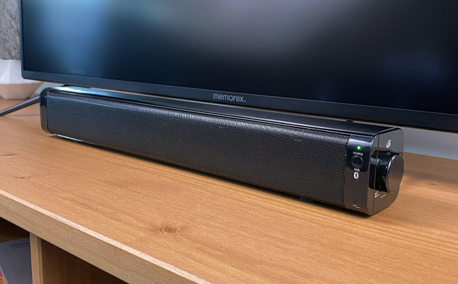 GPX 18 Inch Bluetooth Soundbar on a Table