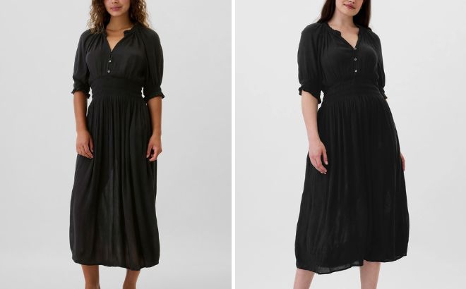 Gap Factory Smocked Splitneck Midi Dress