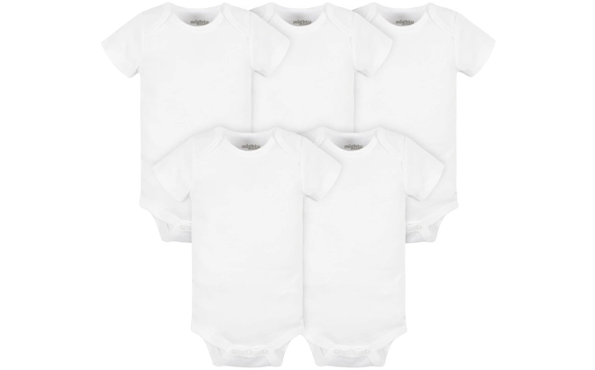 Gerber 5 Pack Baby Neutral White Short Sleeve Bodysuits