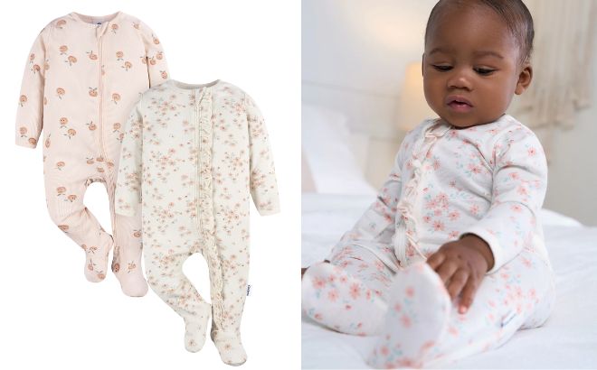 Gerber Baby Girl Sleep´N Play Footed Cotton Pajamas