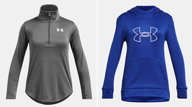 Girls UA Velocity Half Zip and Girls Armour Fleece Big Logo Hoodie